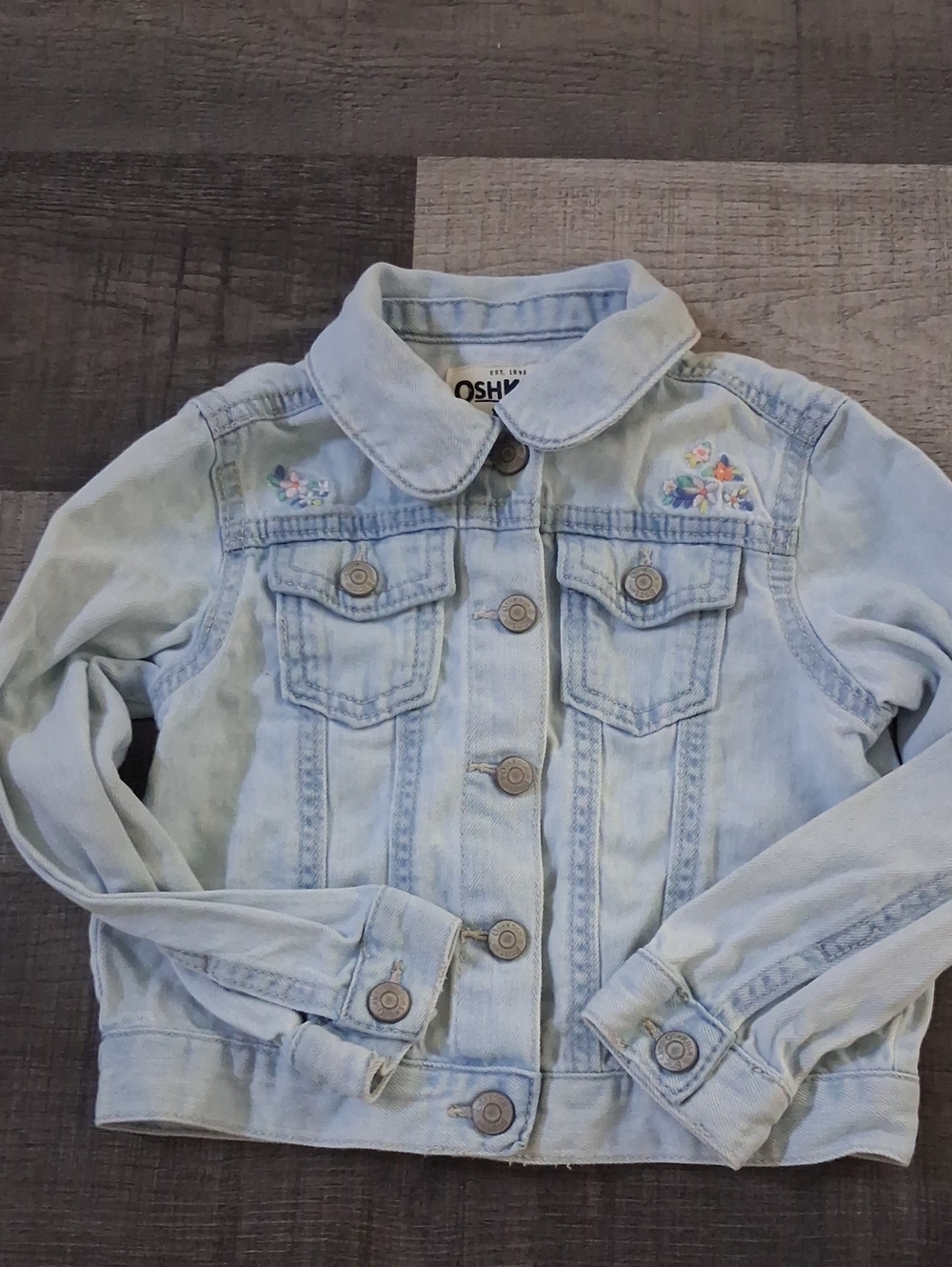 OshKosh B'gosh Light Wash Denim Jacket with Floral Embroidery